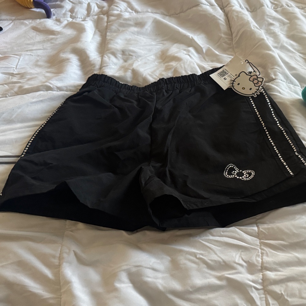 Forever 21 Black Athletic Shorts with Rhinestone Bow